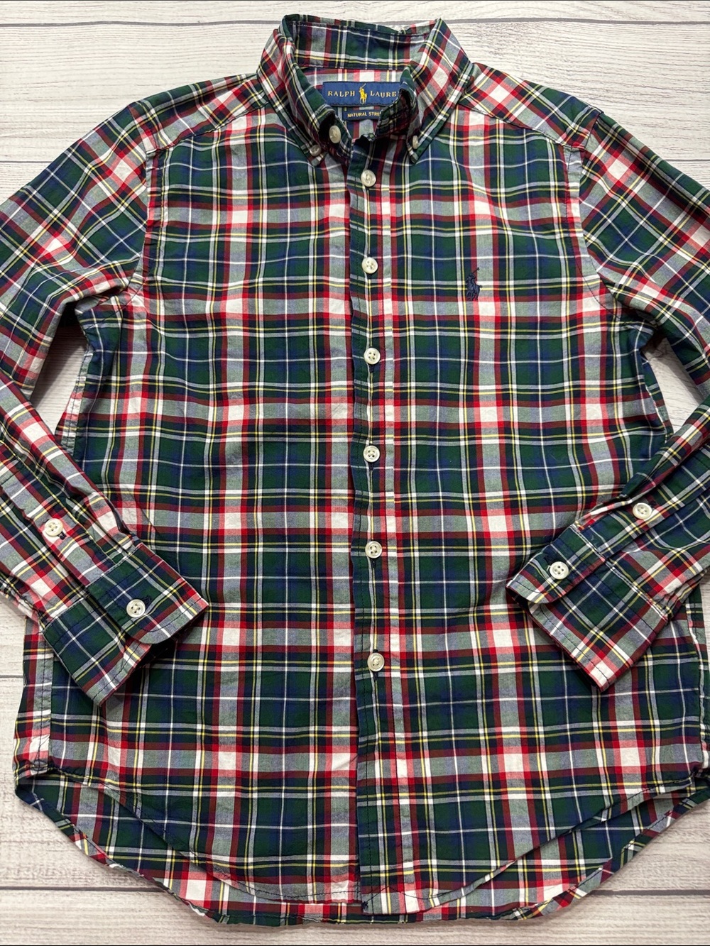 Ralph Lauren Plaid Button-Down Shirt in Green, Red, Navy & White